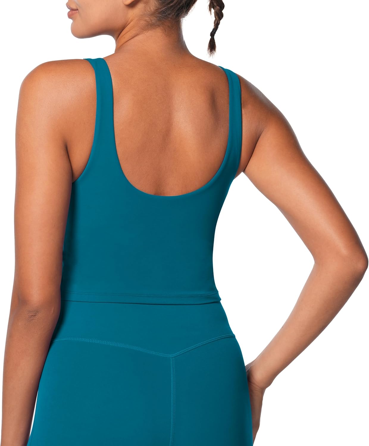 Women V-Neck Longline Sports Bras Low U Back Workout Yoga Athletic Crop Tank Top with Built in Bra - Image 5