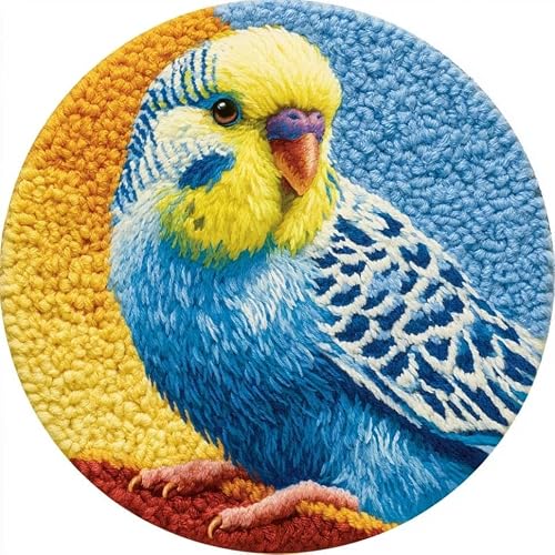 Round Latch Hook Rug Kits Budgerigar For Adults And Starter 50*50Cm