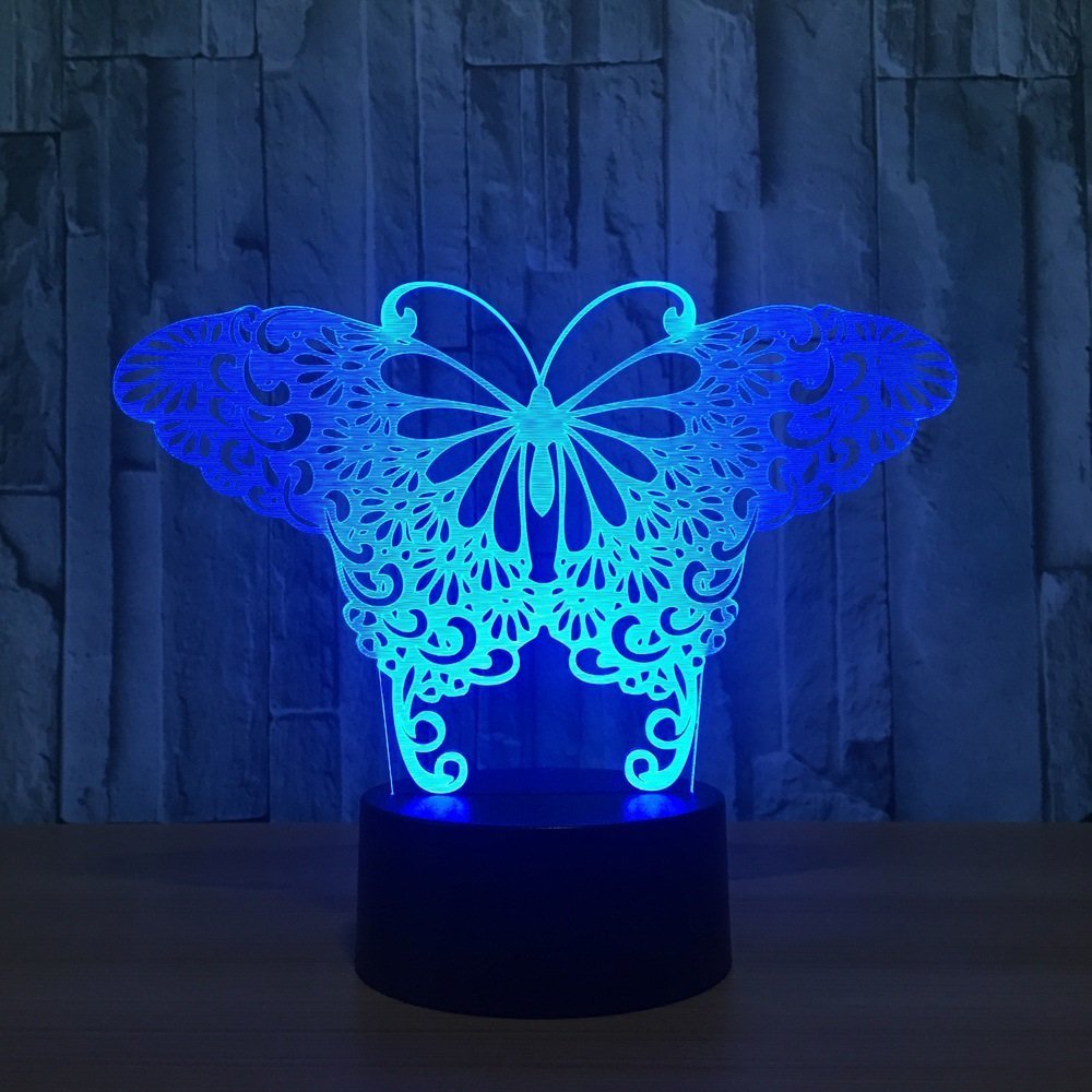 3D Butterfly Night Light - 16 Color Changing LED, Remote Control, USB Powered