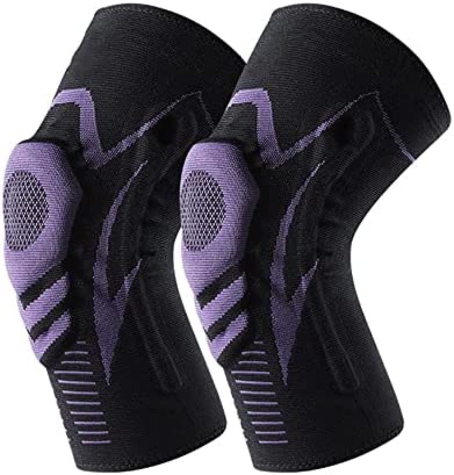 1 Paar Knieorthese, Patella-Schutz, Silikon-Feder-Knieschoner, Basketball, Laufen, Kompressions-Kniebandage, Unterstützung für Sport-Knieschoner, Lila, M