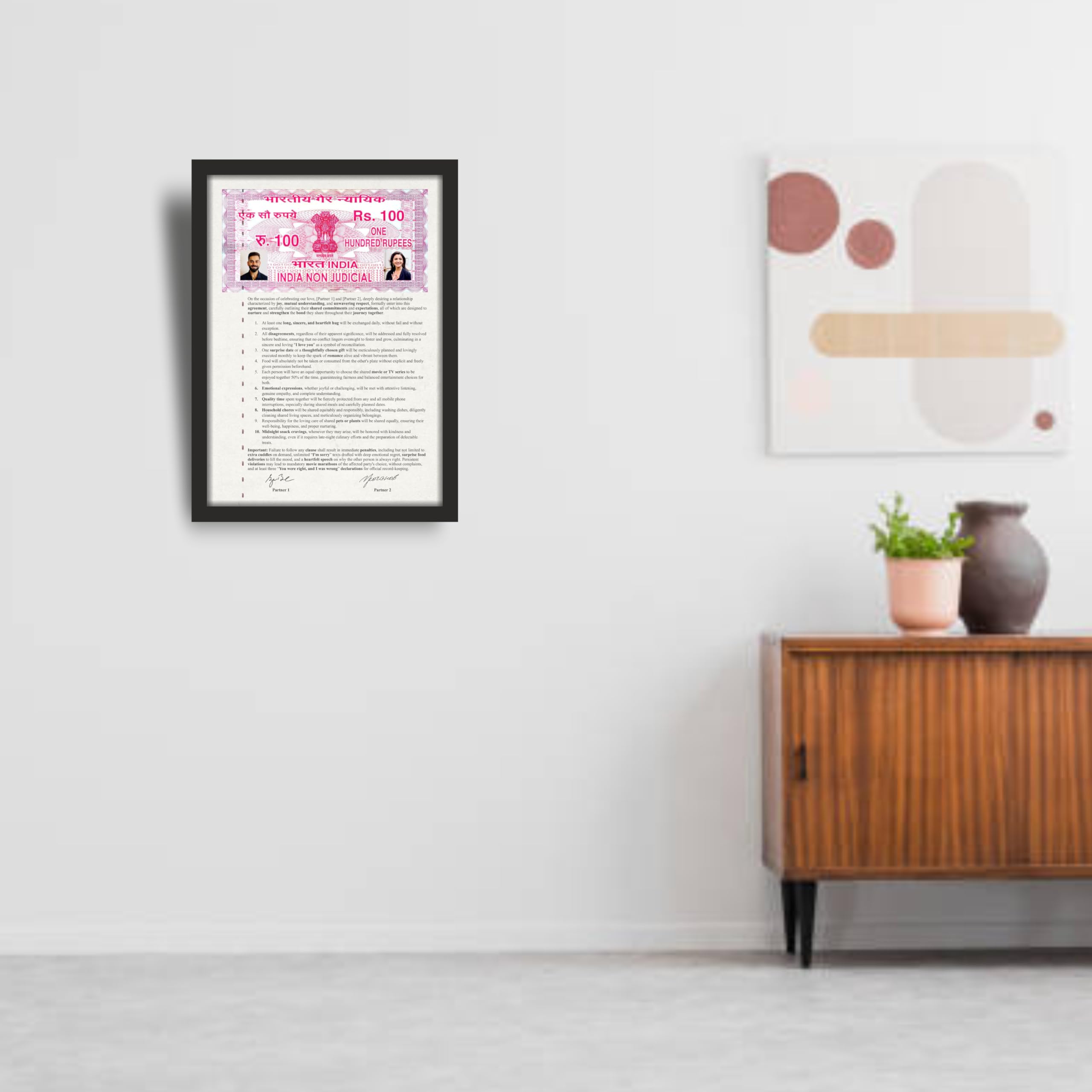 The Togetherness Agreement Relationship Contract Photo Frame…