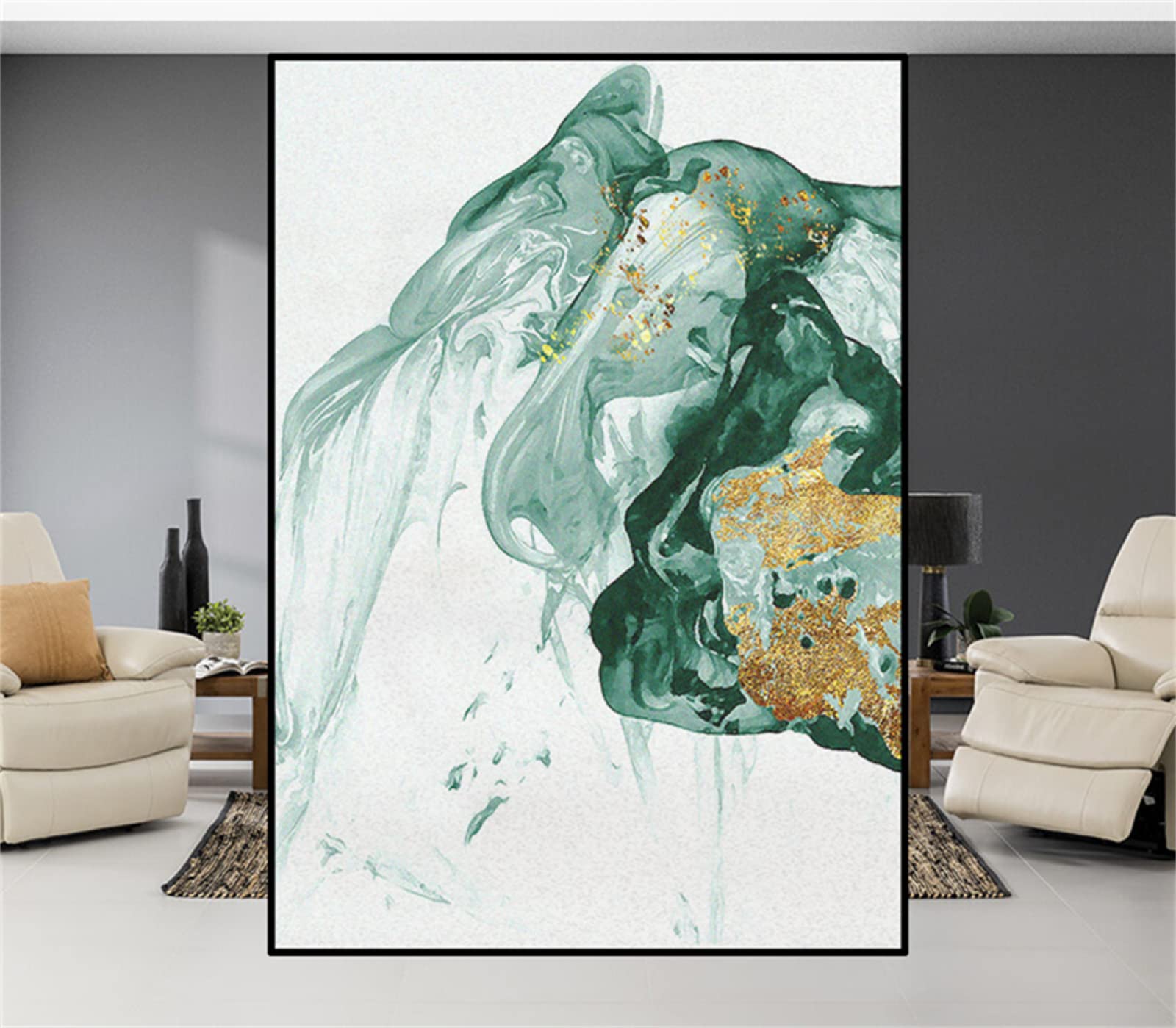 Pellicola per vetri oscurante,Pellicola privacy finestre,anti-peeping,Autoadesive,Anti-UV,astrazione verde ,Ideale per Ufficio Camera da Letto Sala(90cmx200cm)