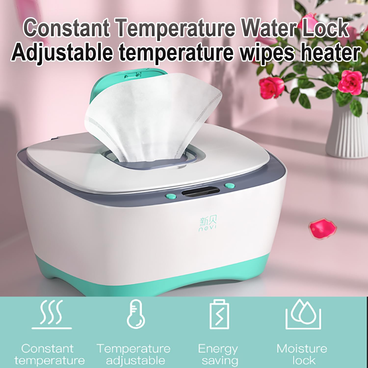 Podgrzewacz chusteczek nawilżanych, automatyczny dozownik 15 W z regulowaną temperaturą 40-50°C, ładowany przez USB, przenośne pudełko izolacyjne do chusteczek nawilżanych i masek na twarz