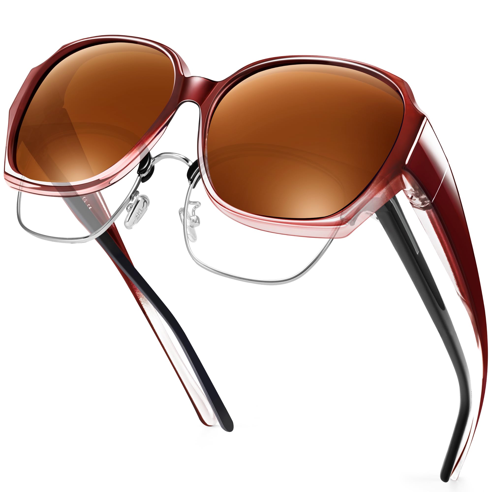 URUMQI Überzieh Sonnenbrille für Herren Damen | Polarisiert TR90 Rahmen Sonnenbrille UV-Schutz Überbrille für Fahren