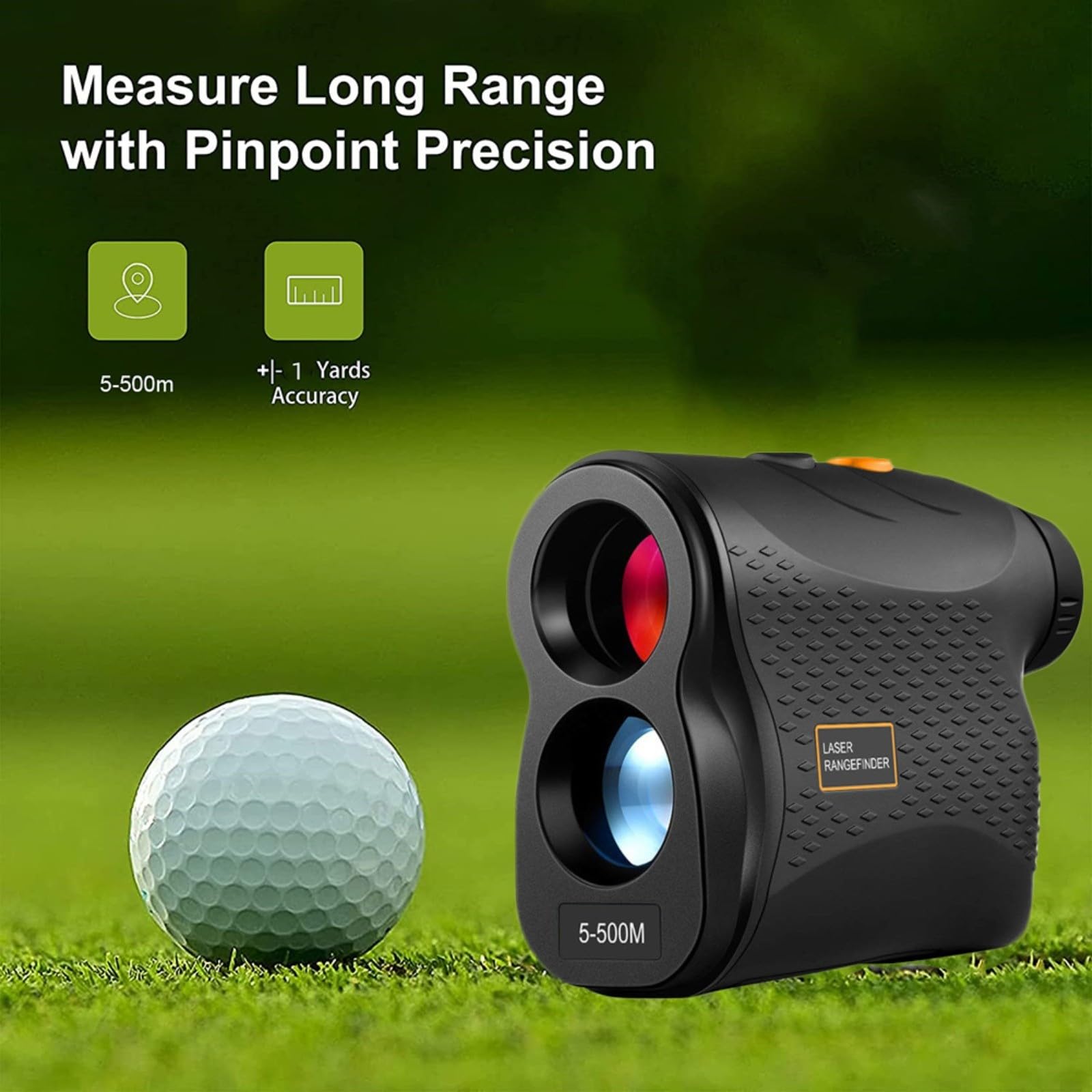 Laser Golf Entfernungsmesser mit 6 facher Vergrößerung, 500M Digital Golf Rangefinder mit Flag-Lock und Vibration, ± 1m Genauigkeit, Entfernungsmesser Jagd