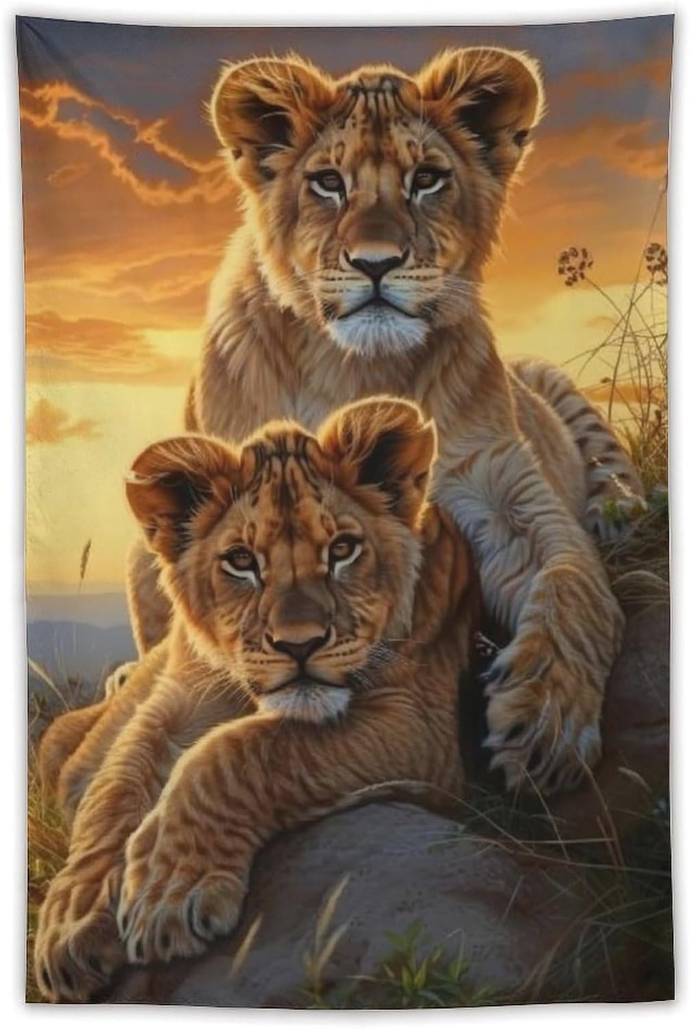 FeoYoed Lions Tapestry Wall Hanging Decor for Bedroom Living Room Wall Art Cute Animals Tapestries 40"x60"