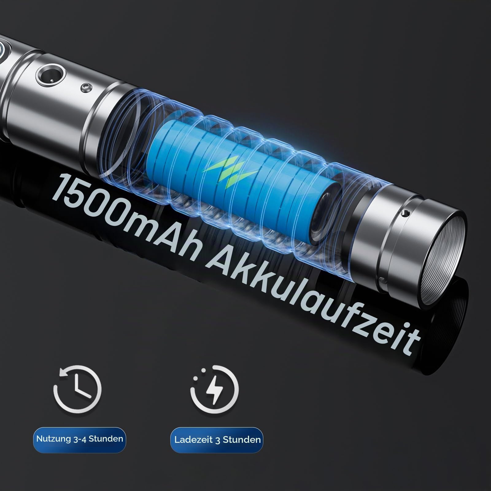 Lichtschwert 2er, Laserschwert für Kinder und Erwachsene 2-in-1 RGB 15 Farbe USB wiederaufladbares schwarzes Metallgriff Schwert, passend für Halloween Weihnachten Cosplay, Silber