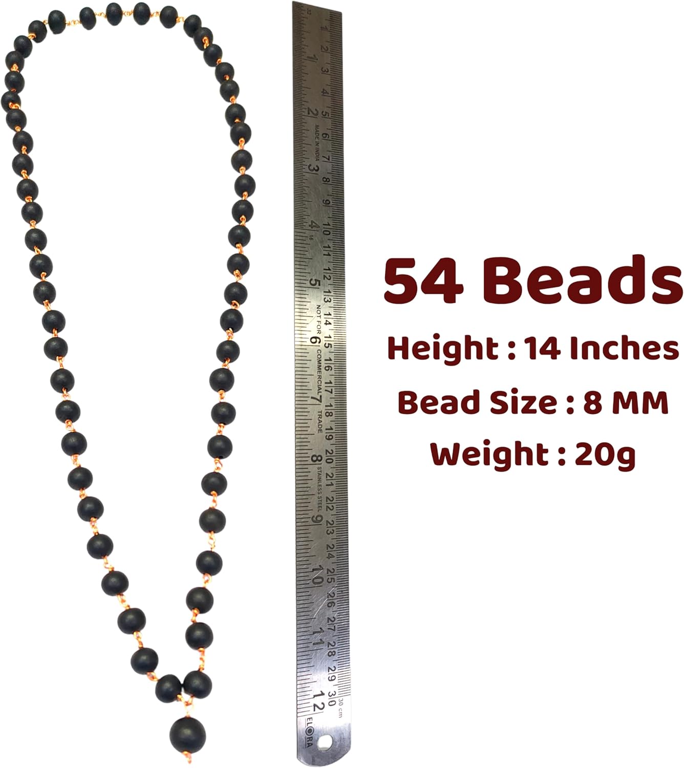 Karungali Malai Copper Original 8mm | Karungali Malai Copper 8mm 54 Beads, Ebony Wood, 1 Piece