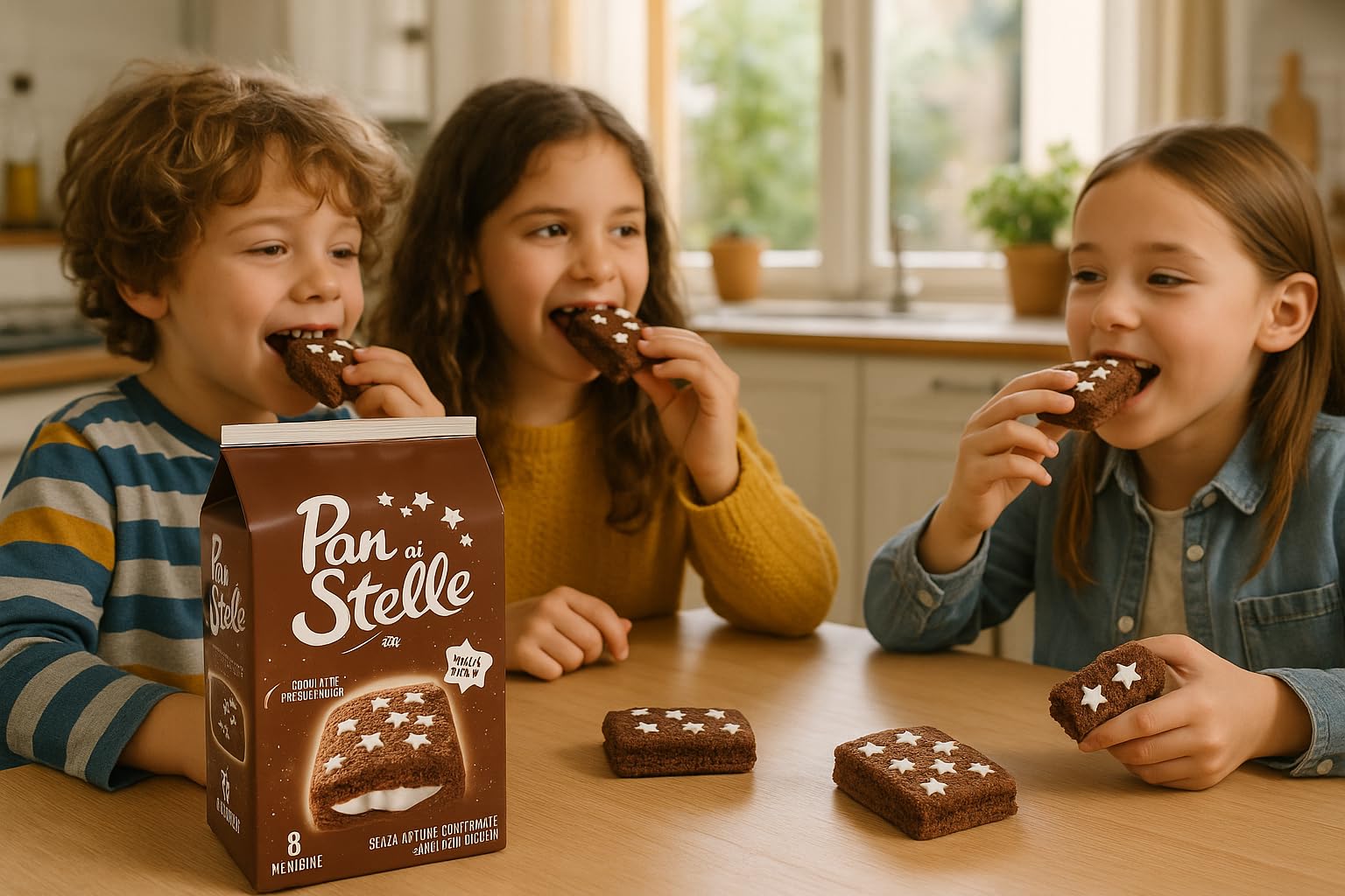 Merendine al Cacao con Crema al Latte – 12 Confezioni da 280g – Totale 96 Trancini Soffici – Senza Olio di Palma – Spuntino Dolce per Colazione, Merenda o Pausa – Confezionate Singolarmente