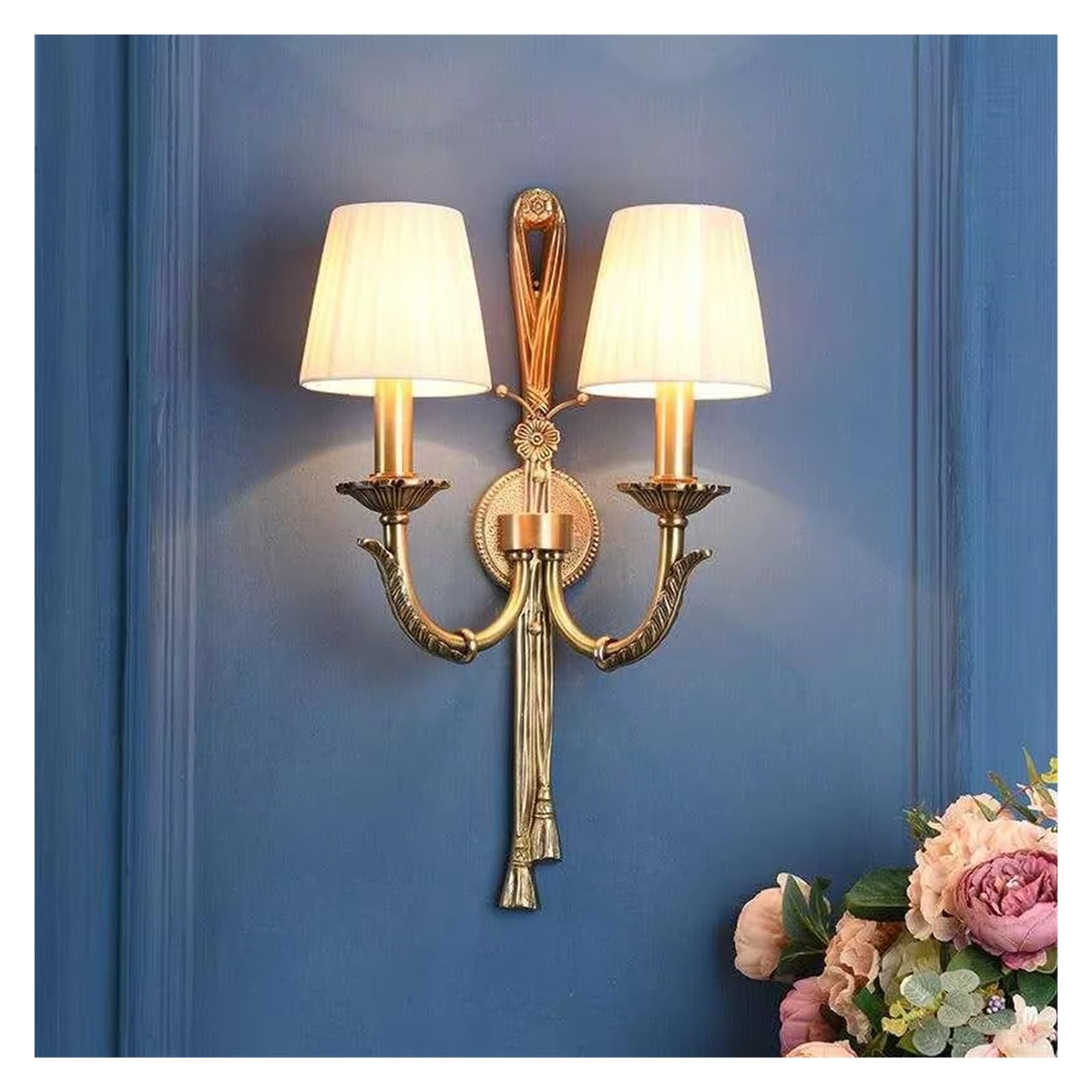ZTCHSENZT American All Copper Wall Lamps for Luxury Villa Living Room Bedroom Bedside Lamp Creative European Lights,Warm light