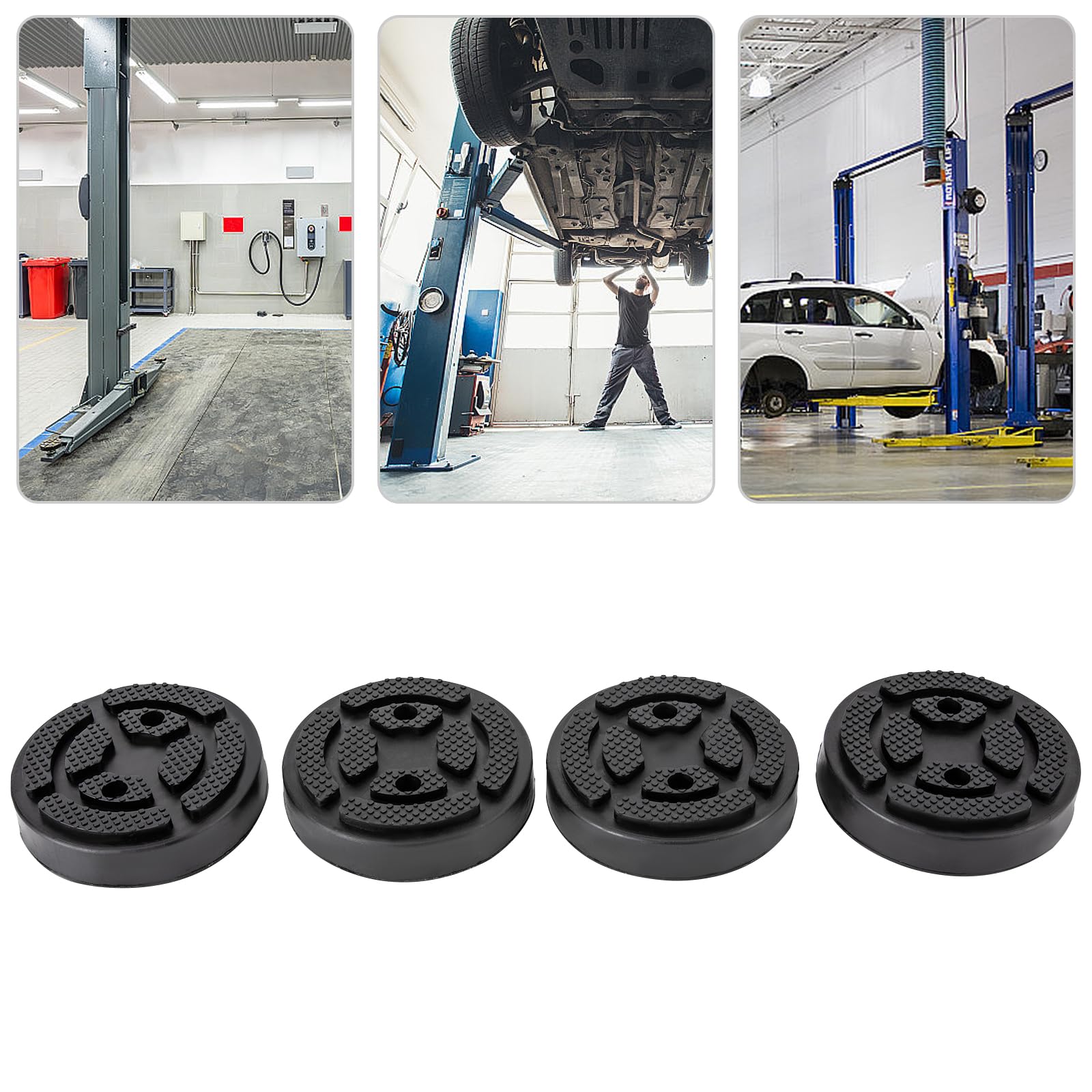 4 cuscinetti in gomma per sollevatore, cric in gomma, cuscinetti rotondi, cuscinetti in gomma universali, accessori per piattaforma di sollevamento auto, adatti per tutte le auto (nero)