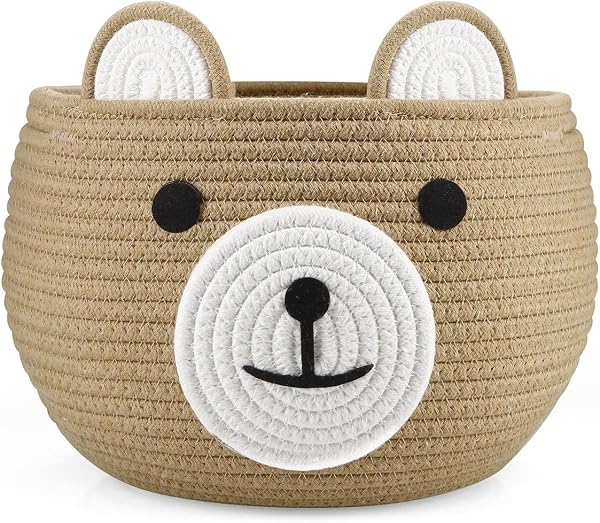 PandaEar Cesto in Corda di Cotone per Bambino con Design di Orso