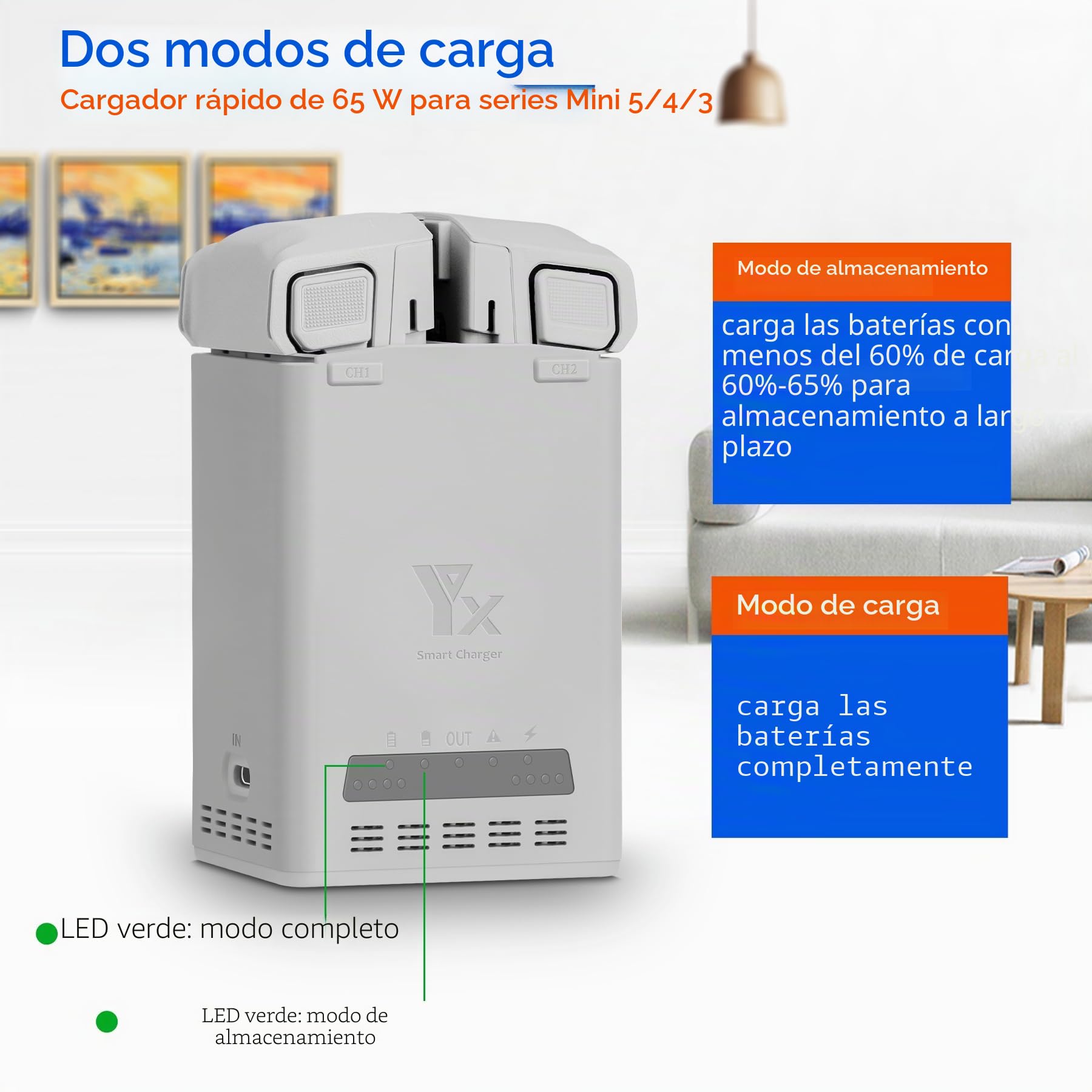 Cargador de batería bidireccional de 65 W con carga de almacenamiento para DJI Mini 5 4 3 Pro Drone, hub de carga dual, accesorios de carga rápida de dos baterías
