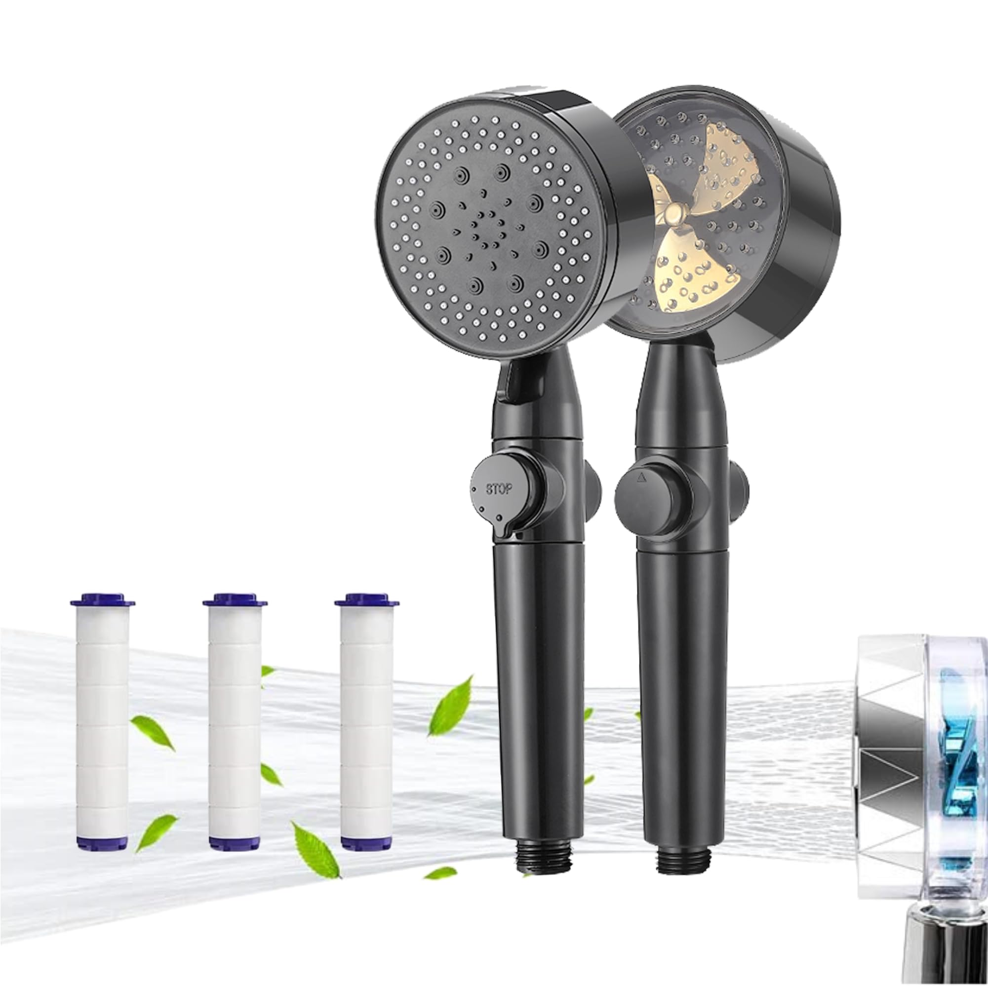 Gefilterter Duschkopf Mit Handheld – 3 Modi, Ionen-Filter, 360° Drehbar, Mit Rückenwäscher, Hochdruck