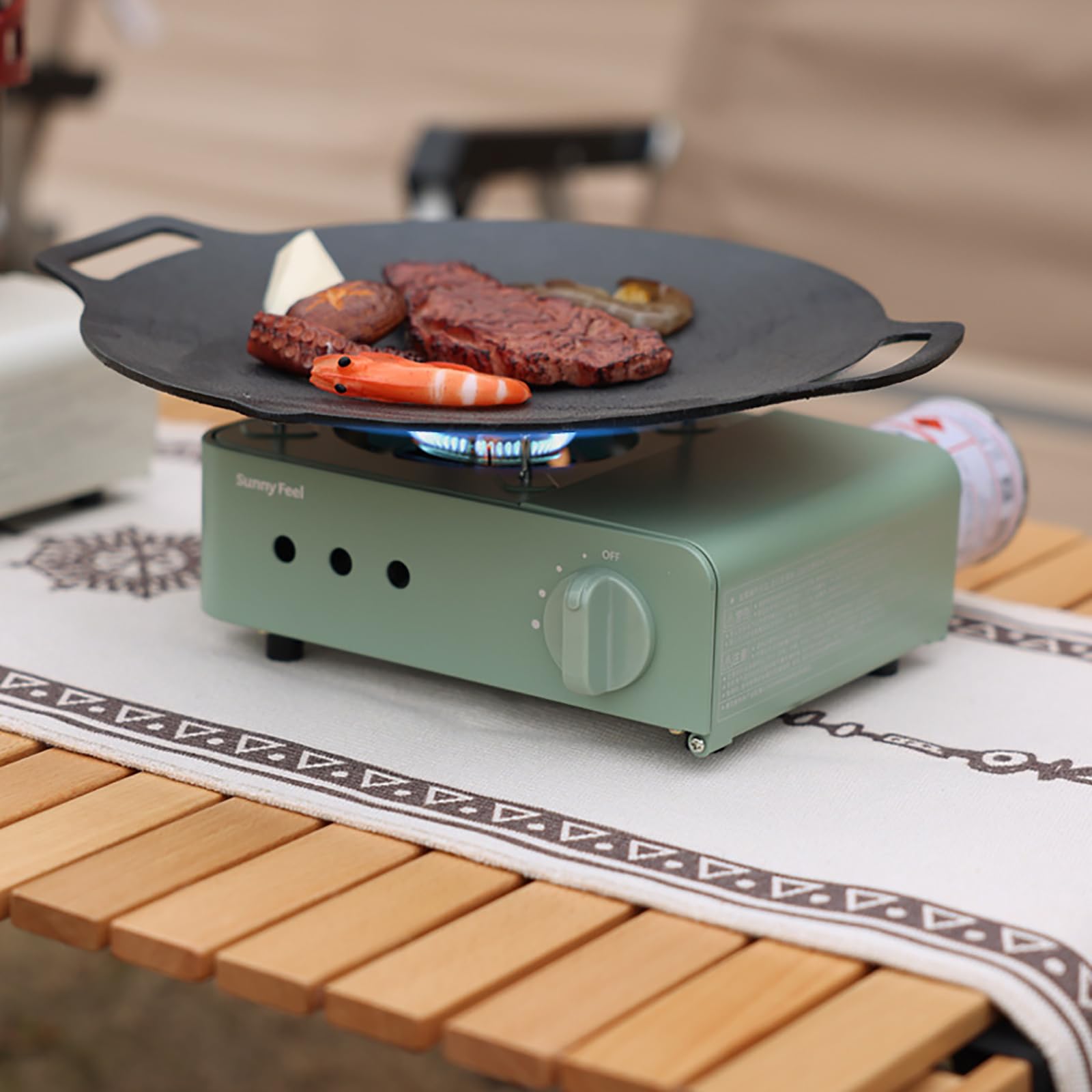 Estufa de camping portátil, cocina de gas de 2100 W con funda de transporte, equipo de cocina para mochileros al aire libre para camping, senderismo, barbacoa, picnic
