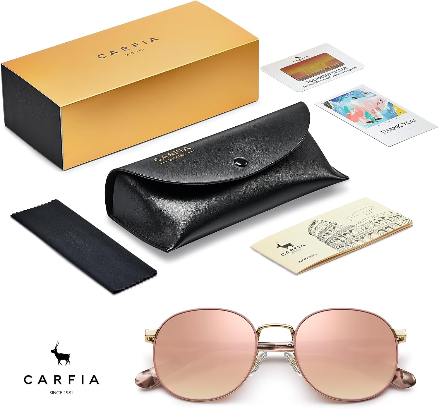 CARFIA Small Round Polarized Sunglasses for Women UV Protection CA1947