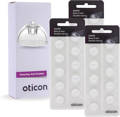 Oticon MiniFit Bass Double Vent 0.236 in = 0.24 pulgadas - Pequeñas 30 cúpulas, repuestos originales de Dinamarca, cúpulas de audífonos Oticon