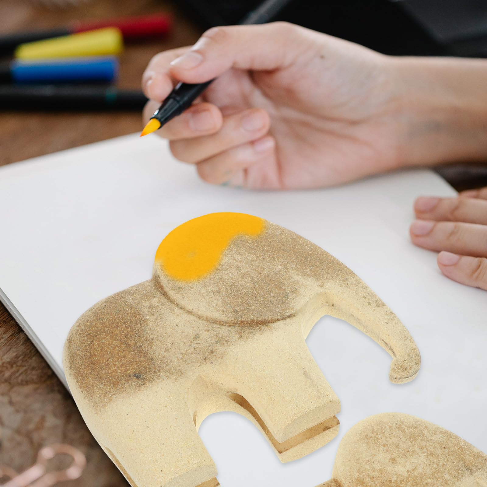 Lurrose 2 Stück Holzelefanten zum Selbermachen für Kinder, Bastelset