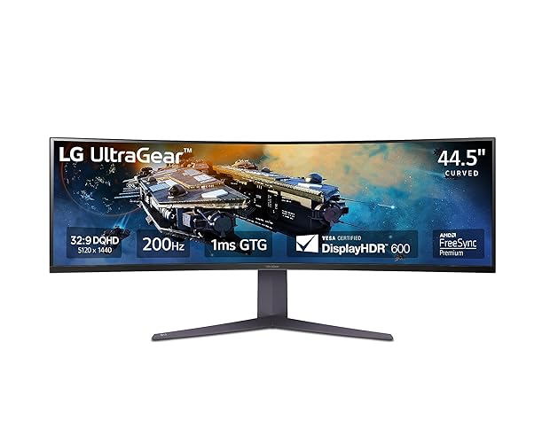 45” LG Ultragear™ 45GR65DC-B DQHD Gaming Monitor/VESA DisplayHDR™600 / DCI-P3 95% (Typ.) / 200Hz / VA 1ms (GtG) / AMD FreeSync™ Premium Pro - 45" - 5120 x 1440 - VA