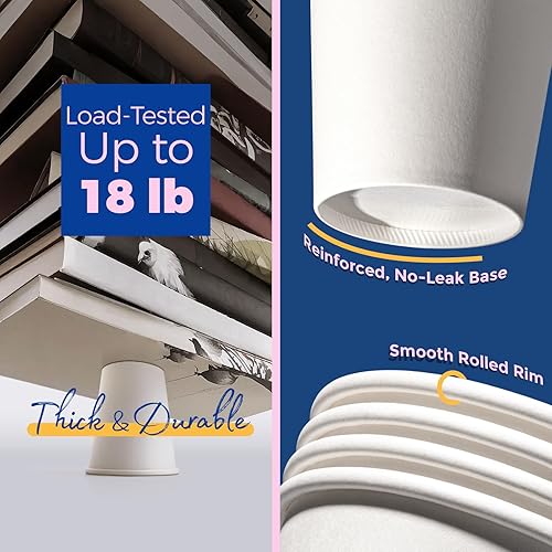 Miniatura 3 de Fit Meal Prep Paquete de 100 tazas de café desechables de 8 onzas con tapas, mangas y agitadores, tazas de café prémium con tapas, taza de papel