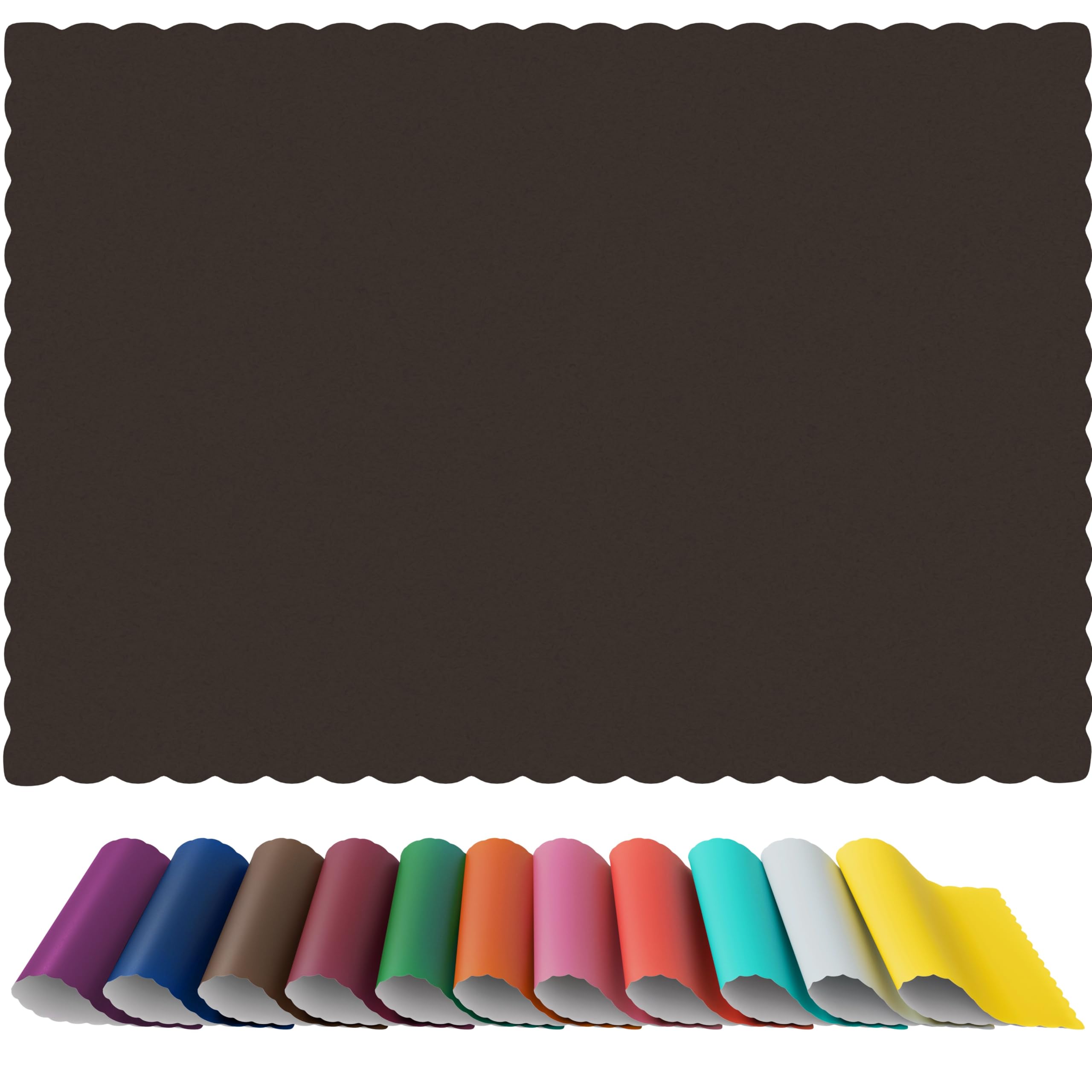Paper Placemats - Disposable - Scalloped Edge (100, Black)