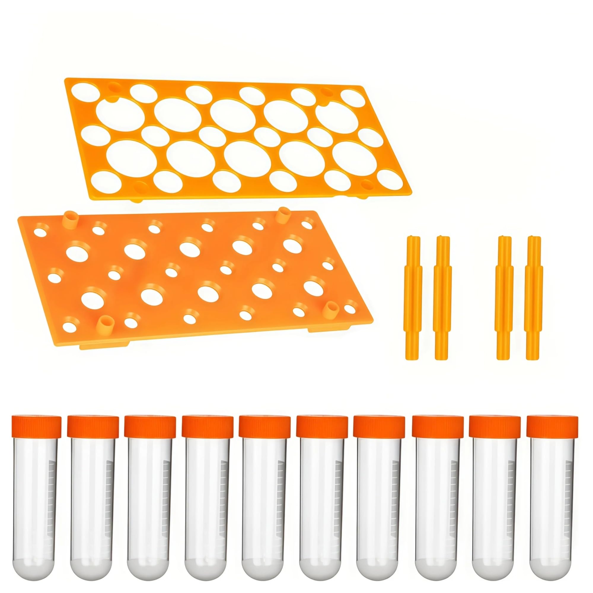 Set di portaprovette di grandi dimensioni, inclusi grandi provette, contagocce in silicone, ripiani di stoccaggio, pinzette in plastica, comodi contenitori in plastica.