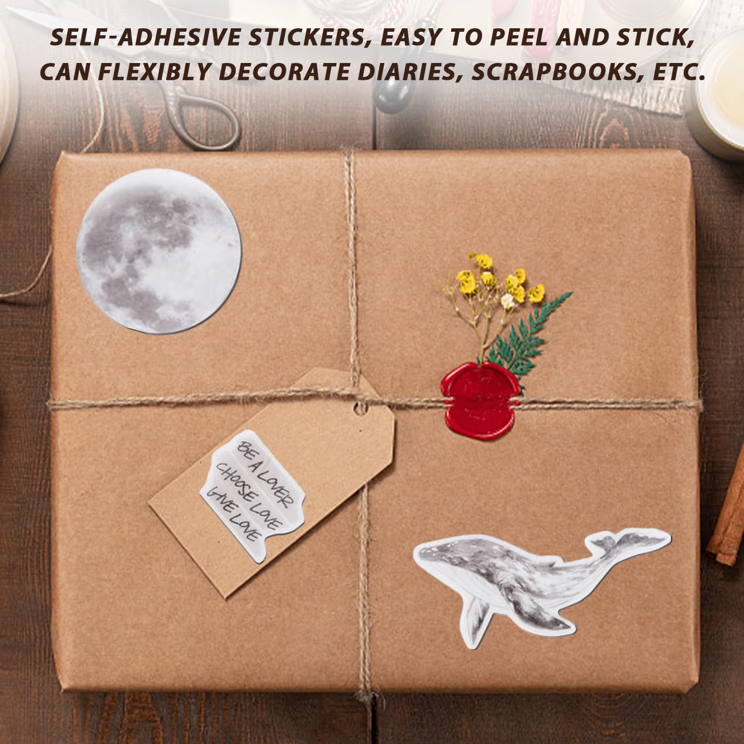100 Autocollants Vintage Scrapbooking - Stickers Esthétiques Pour Bullet Journal, Décoration DIY (marron) - 9