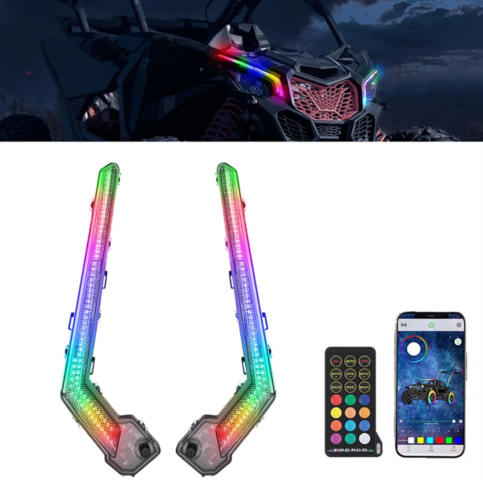Przednie światła sygnalizacyjne LED X3 RGB, dla Can Am, Maverick XDS XRS Fang Lights włączony kierunkowskaz Wskaźnik kierunkowskazów motocykla