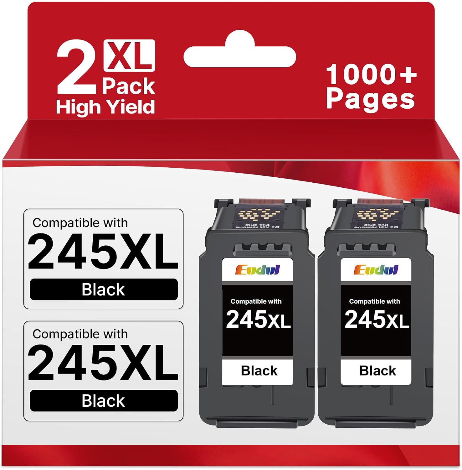 245XL Ink Cartridge Replacement for Canon 245xl Black Ink for Canon 245 PG245XL Compatible with MG2522 MX490 MX492 TR4520 TS3322 TS202 TS3320 MG2525 TS302 MG2520 MG2500 TR4522 TS3122 (2 Black)