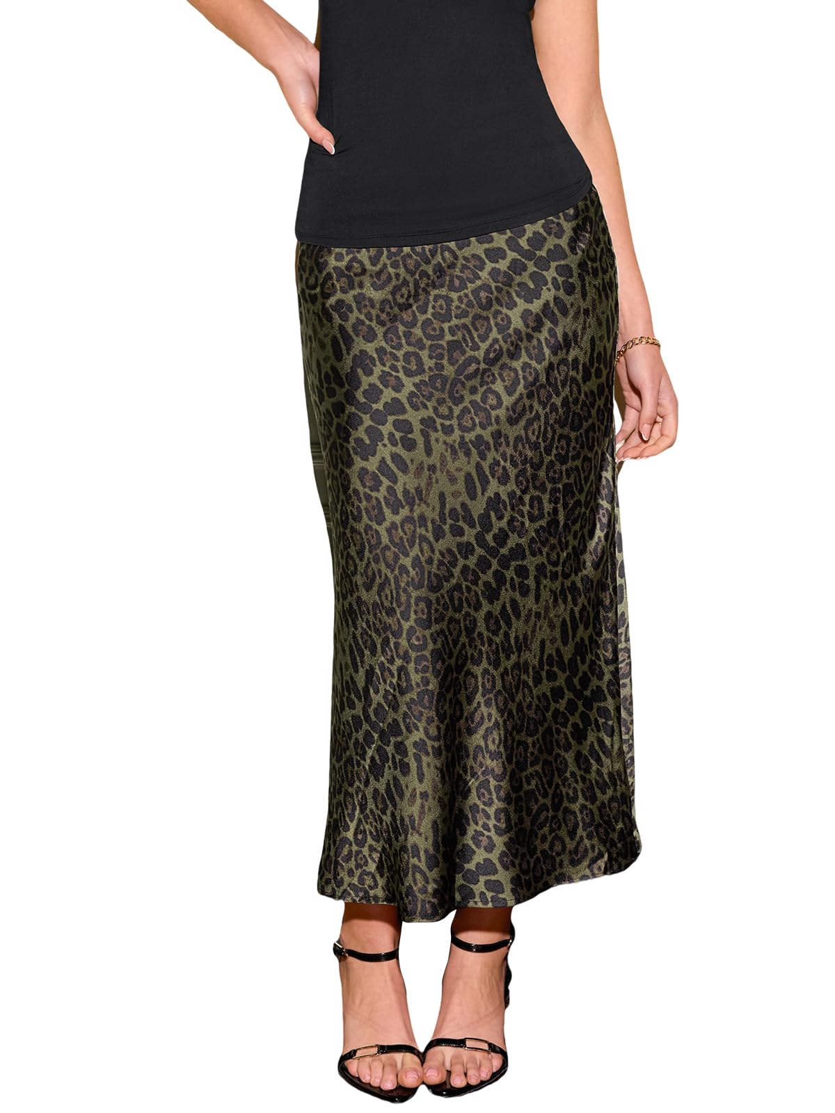 CUPSHE Damen Satin Rock High Waist Elegant Midirock A-Linie