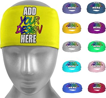 Custom Personalized Sport Headbands for Men & Women, Workout Sweatbands Stretchy Moisture Wicking Hairband Bandana Balaclava for Gym, Basketball, Running, Cycling, Yoga