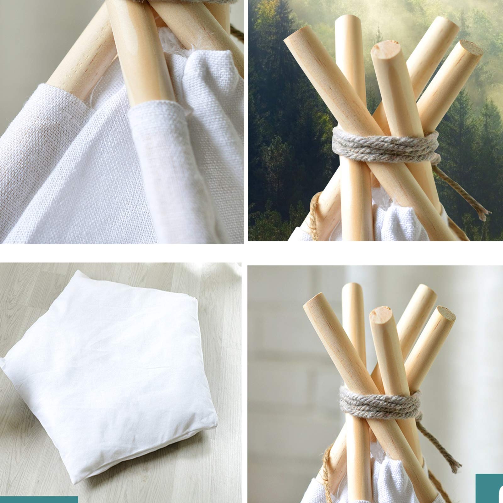 Tipi pour Animaux de Compagnie, Tente pour Chiens avec oreillers Amovibles et Tente tipi Lavable pour Chiens et Chats, lit pour Animaux de Compagnie, tipi pour Chiens,E,60 * 60 * 80CM