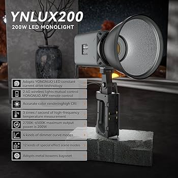 YONGNUO YN LUX200 撮影用LEDライト アダプタ付き 200W Amazon.com : YONGNUO YNLUX200 200W LED Video Light, Handheld