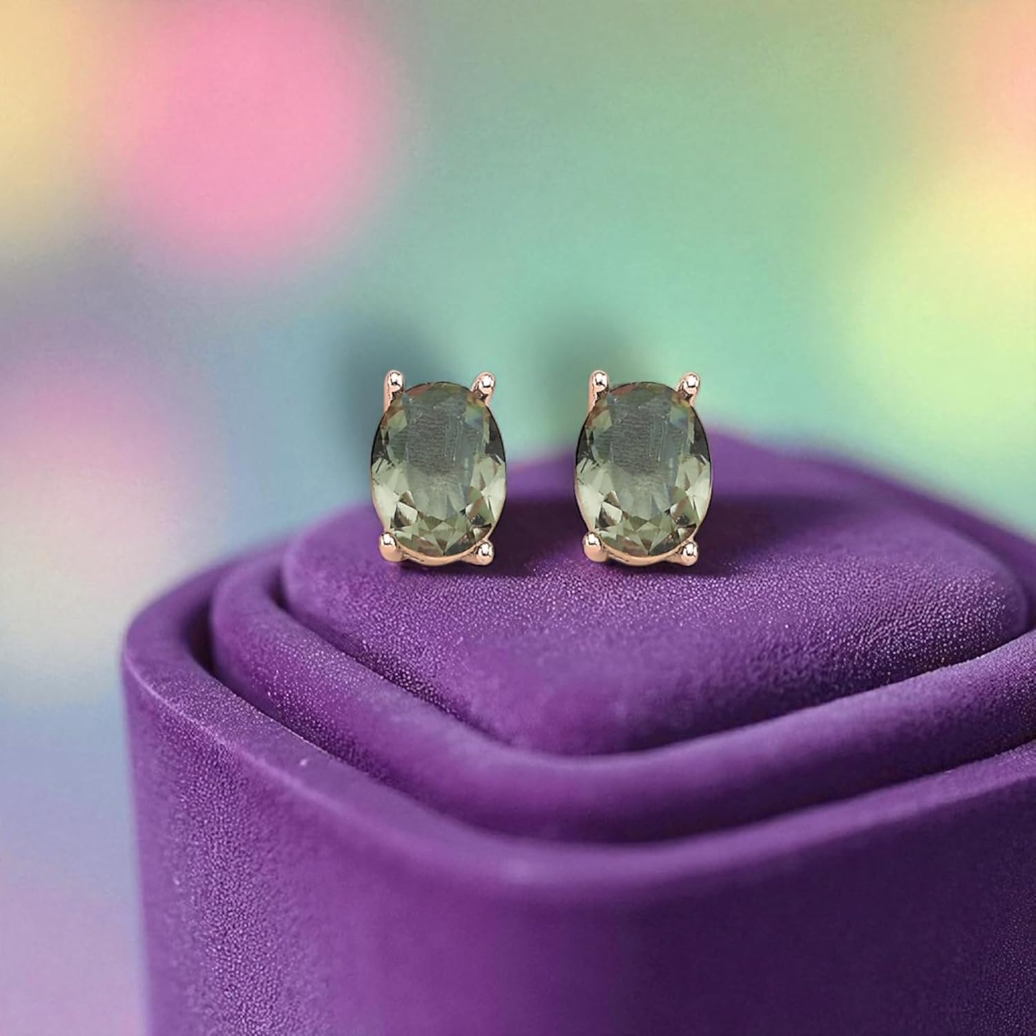 GARVIS Sultanit Solitaire Stud Earrings; 925 Sterling Silver Studs: Color Changing Diaspore Gemstone: For Women - Anniversary, Valentine’s Day, Birthday, Christmas, Hypoallergenic Jewelry Gift, Rare Turkish Zultanite Gemstone