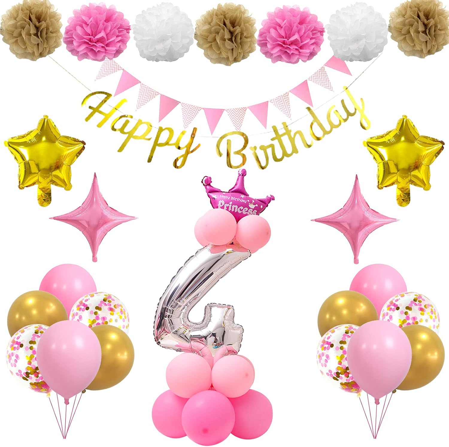 誕生日 飾り付け 女の子 4歳 ハッピーバースディ フラッグ 旗 バースデイガーランドセット 風船 誕生日 誕生日 飾り付け 女の子 4歳 ハッピーバースディ フラッグ 旗 バースデイガーランドセット 風船 誕生日