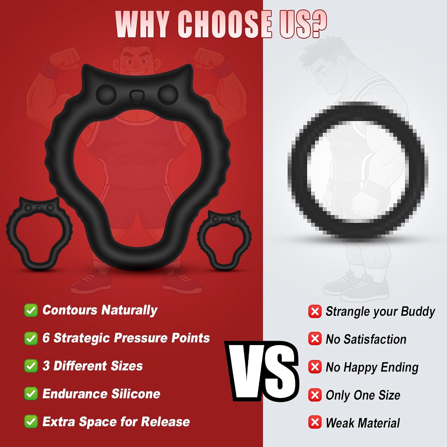 Adults Sex Toys Penis Ring, 3 Pack Premium Silicone Cock Rings for Men with Solid Performance for Extended Stamina, Cockring Sexual Stimulation Device Couples Sex Toys