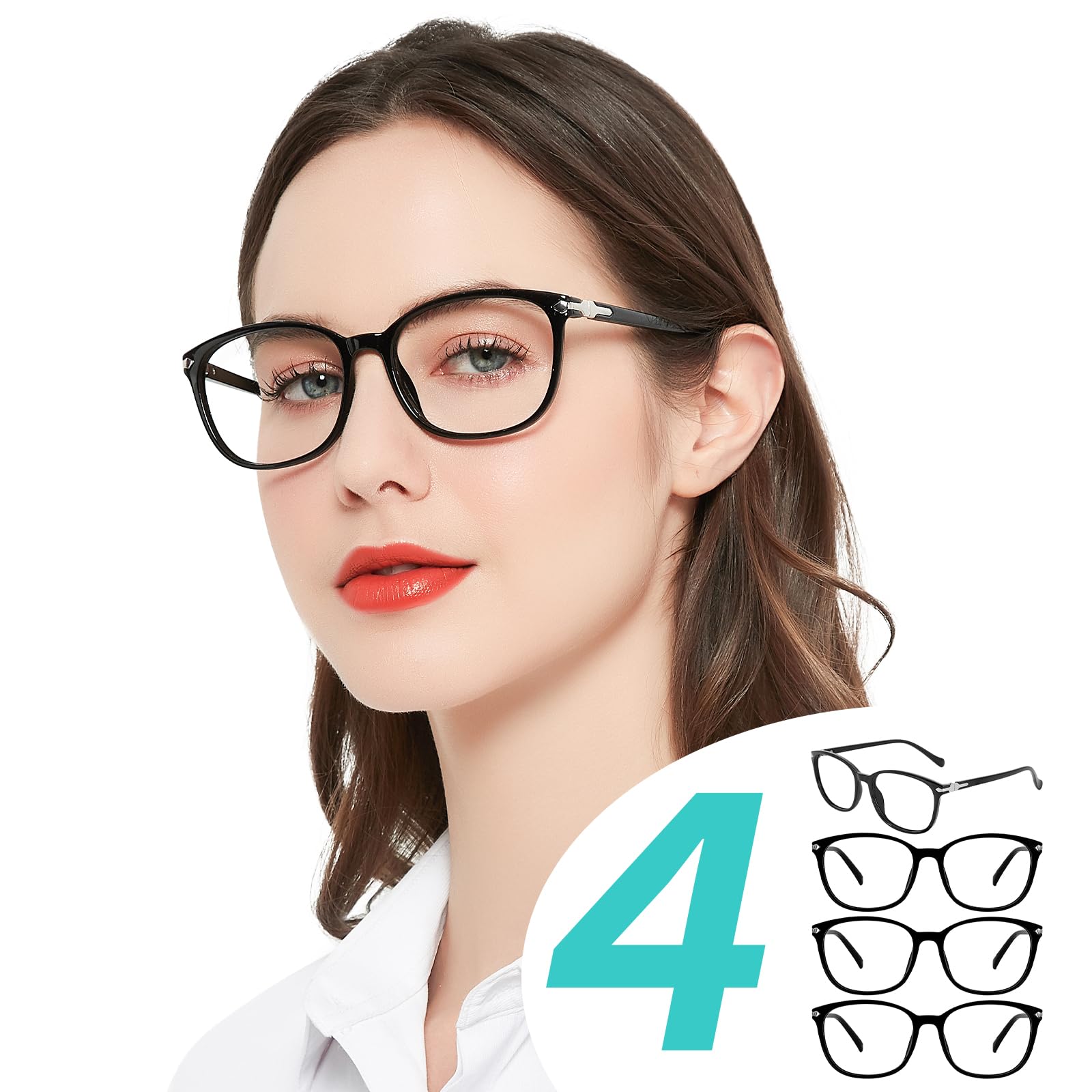 WEMOOTANTS 4 Packs Reading Glasses for Women Blue Light Blocking Computer Readers 1.0 1.25 1.5 1.75 2.0 to 4.0