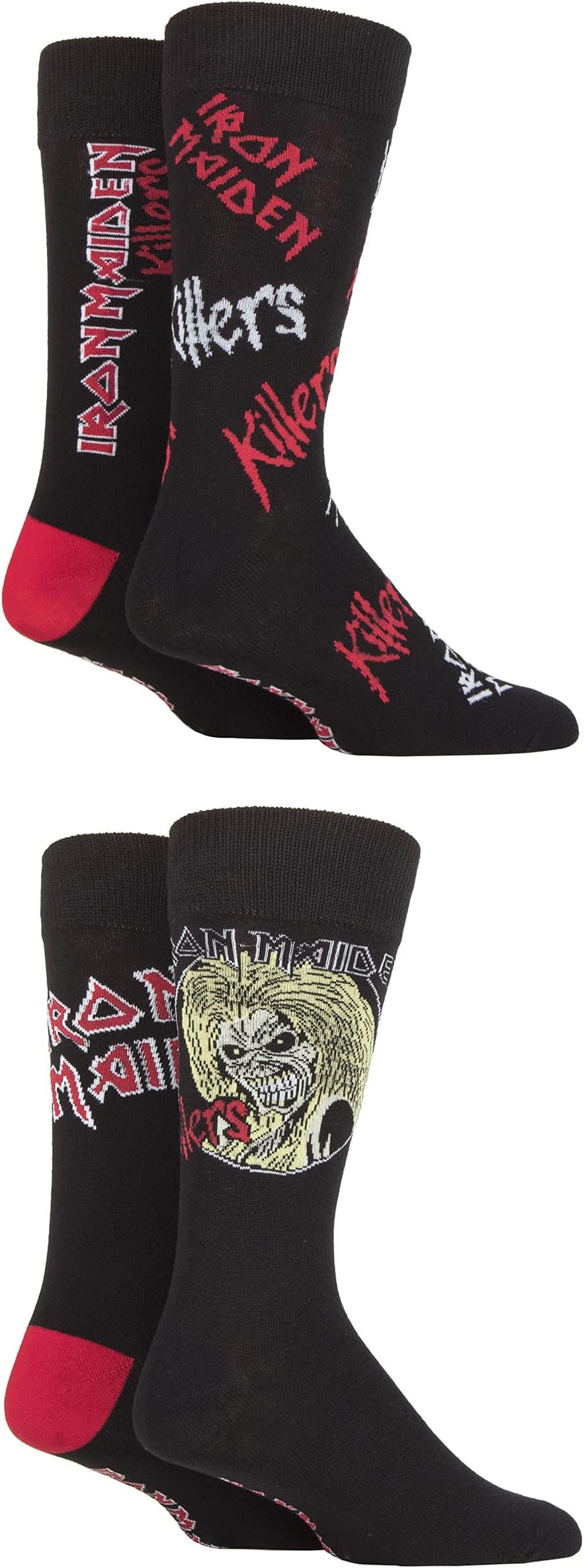 Exclusive Rock and Heavy Metal Men's and Ladies' Iron Maiden Gift Boxed Cotton Socks Pack of 4 in Sizes 4-8, 6-11 and 12-14 | Fun Gifts for Him & Her