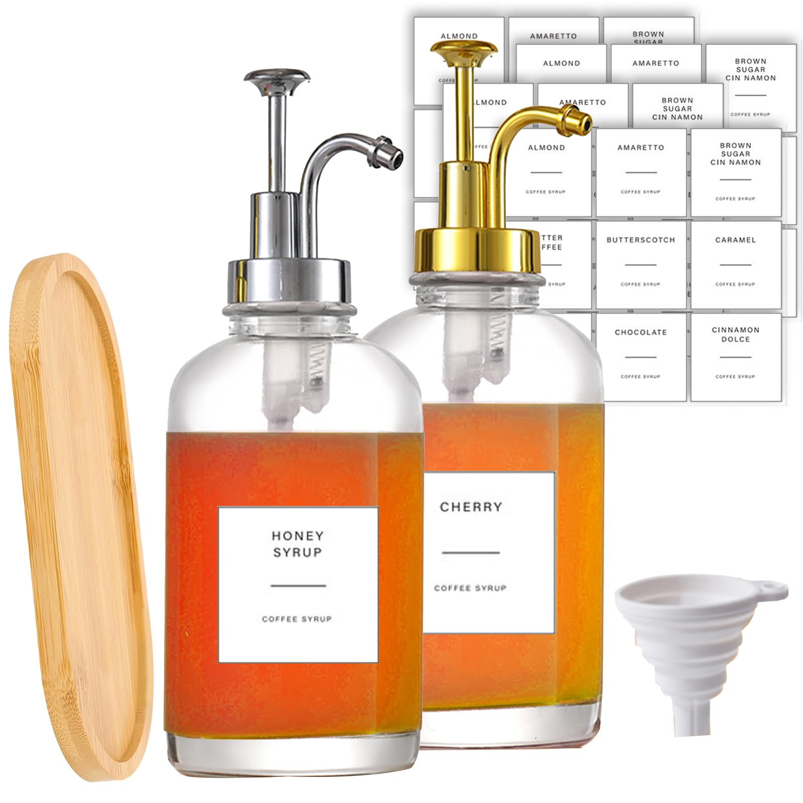 Distributeur De Sirop De Café, Bouteille De Sirop En Verre Transparent De 500 Ml, Pompe À Sirop