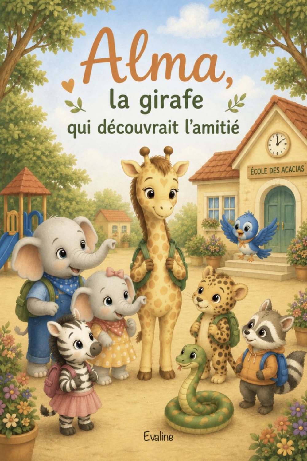 Alma, la girafe qui découvrait l’amitié: La première journée d’école d’Alma (Les amis de la jungle)