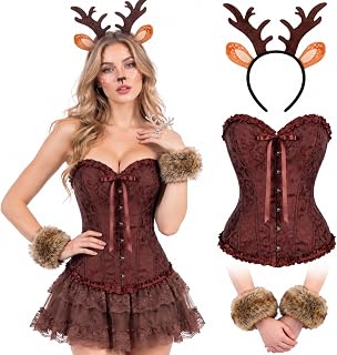 Skicuff 3 Pcs Halloween Deer Costume Y2k Reindeer Outfit for Women