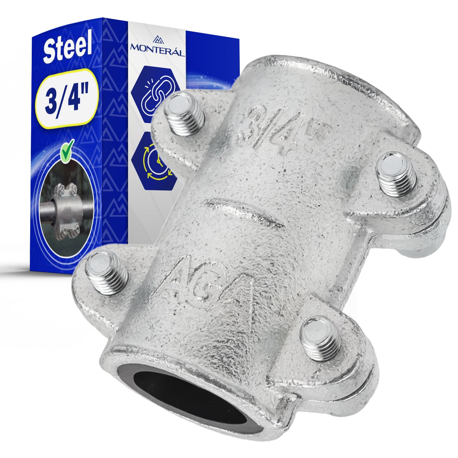 Steel Clamp 3/4” for Steel Pipe Repair - MONTERAL, Silver