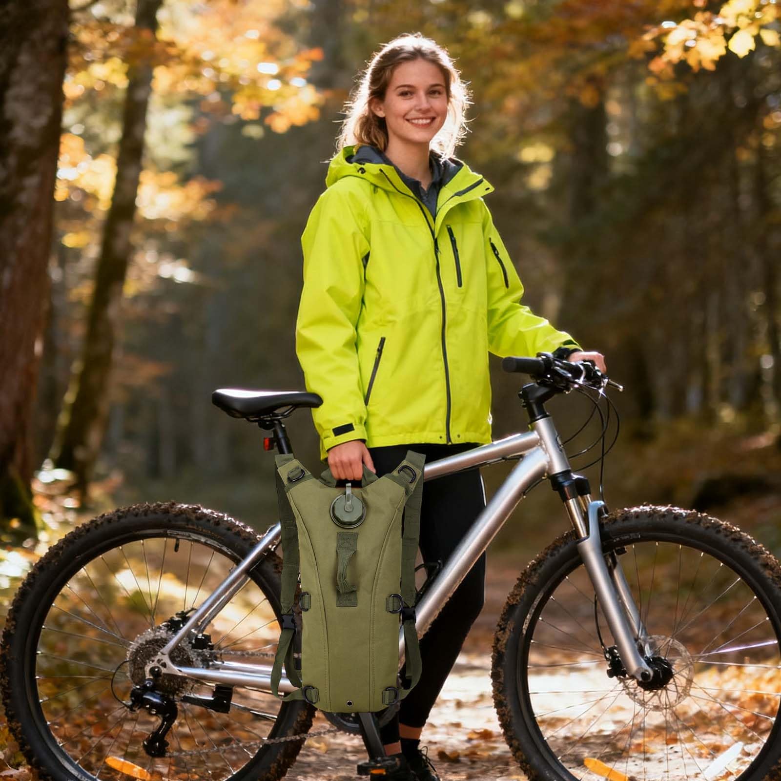 Versatile Hydration Backpack 3L- Lightweight & Durable Water Bladder Bag for Running Hiking, Cycling, Army Green - Image 5