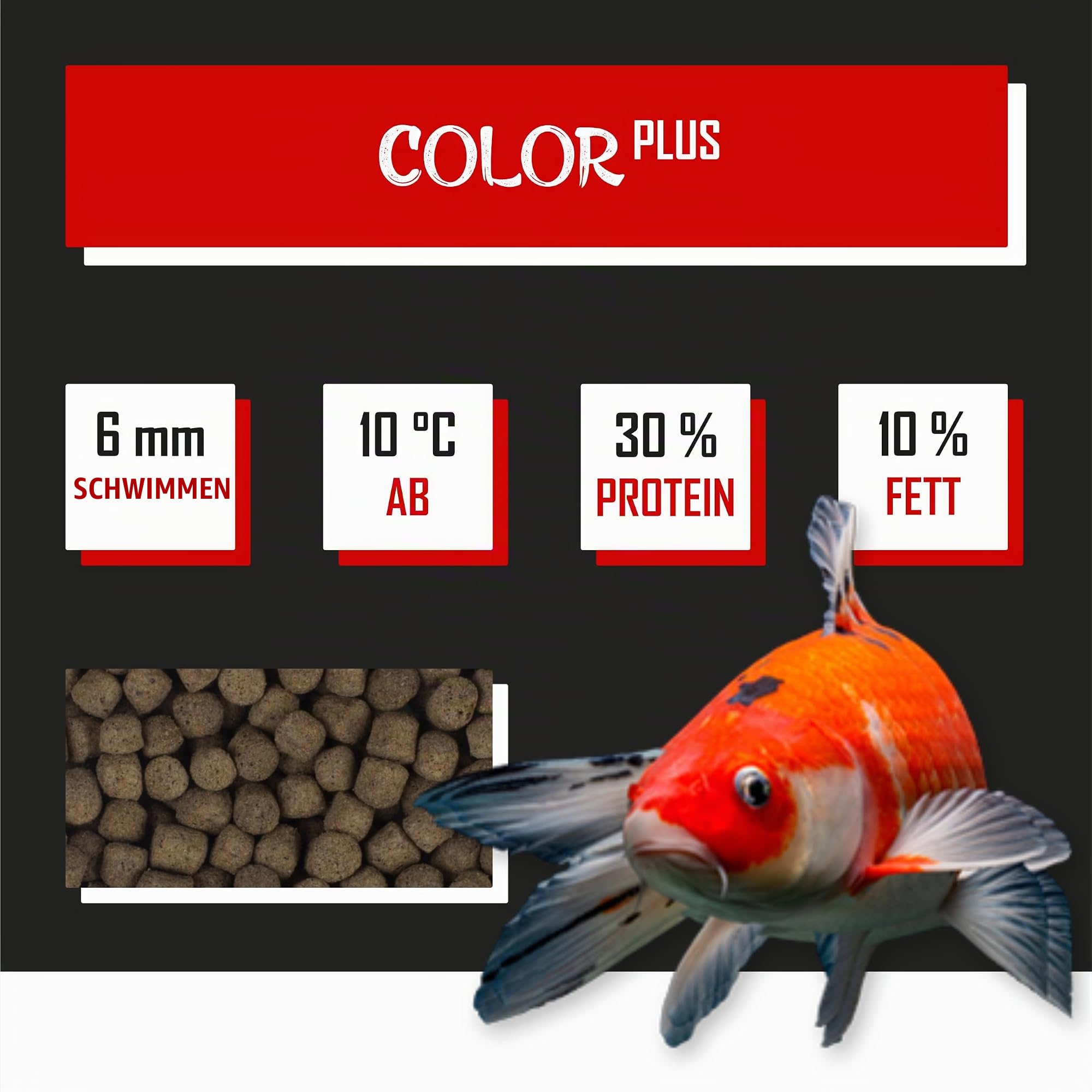 Tanoshi Koifutter - Color Plus 5 kg 6mm | Schwimmendes Allein-Koifutter für Beste Farbentwicklung mit Spirulina…