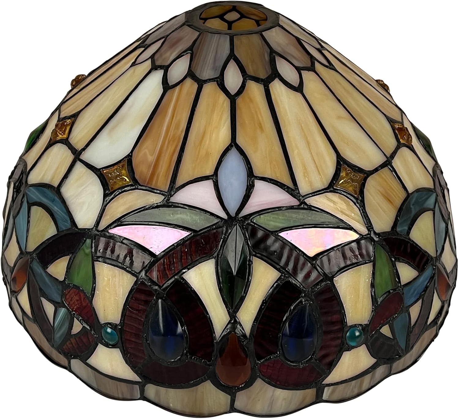 Capulina Tiffany Lamp Shade 12 Inches Wide Accessories Replacement Cream Brown Style Stained Glass Lampshade for Torchiere Floor Lamp and Pendant Light