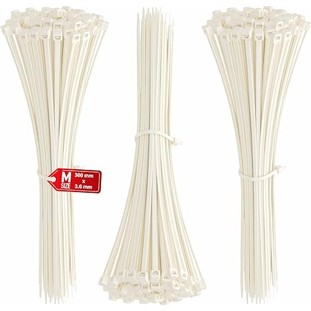 Fascette Plastica 300mm - 100 Pezzi Nylon Bianco Per Cablaggi E Organizzazione Cavi - Foto 7