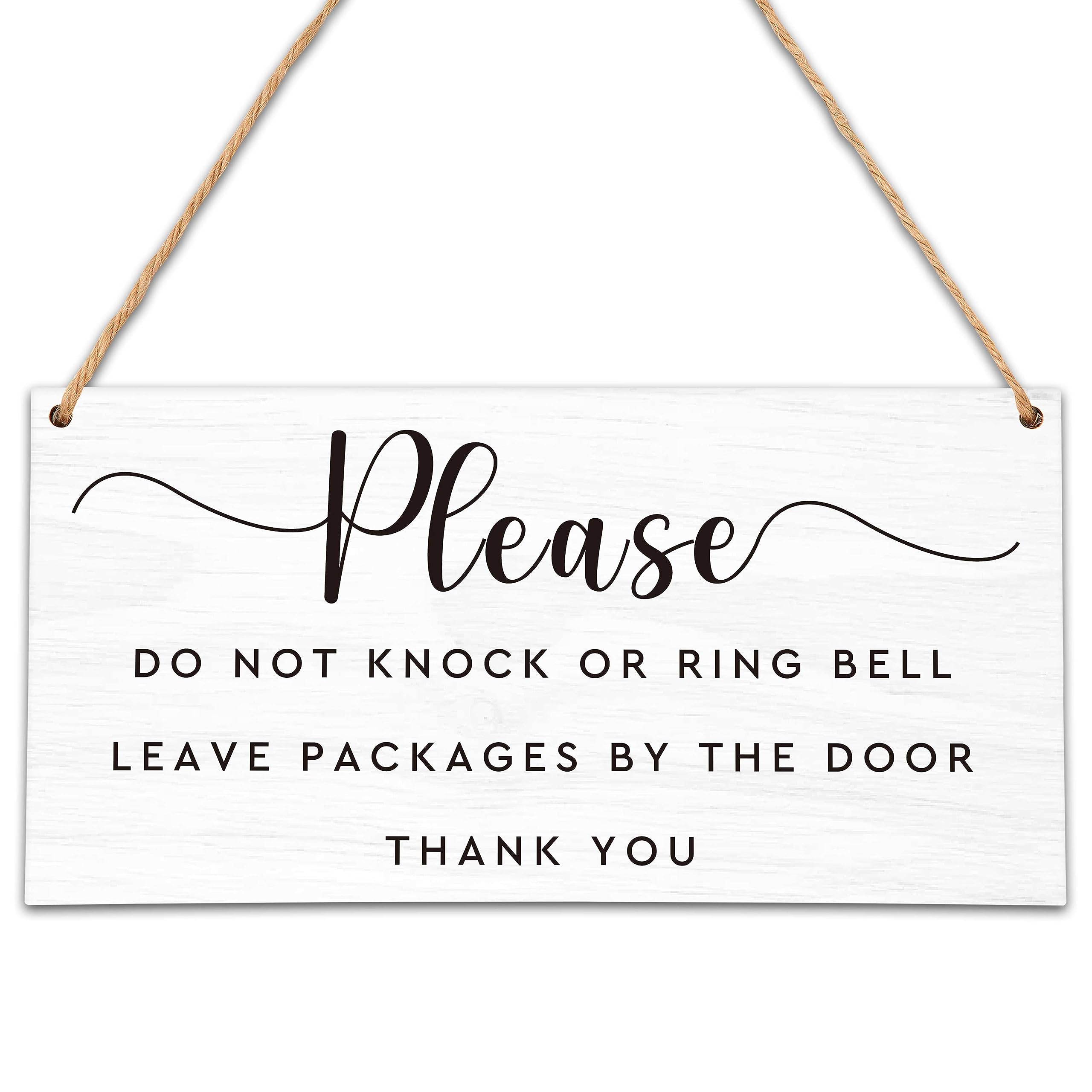 OICPYD No Soliciting Warning Reminder Sign, Please Do Not Knock Or Ring Doorbell Wooden Plaque Sign, Baby Sleeping Sign for Front Door, Home Office Door Wall Hanging Decorations -HC01