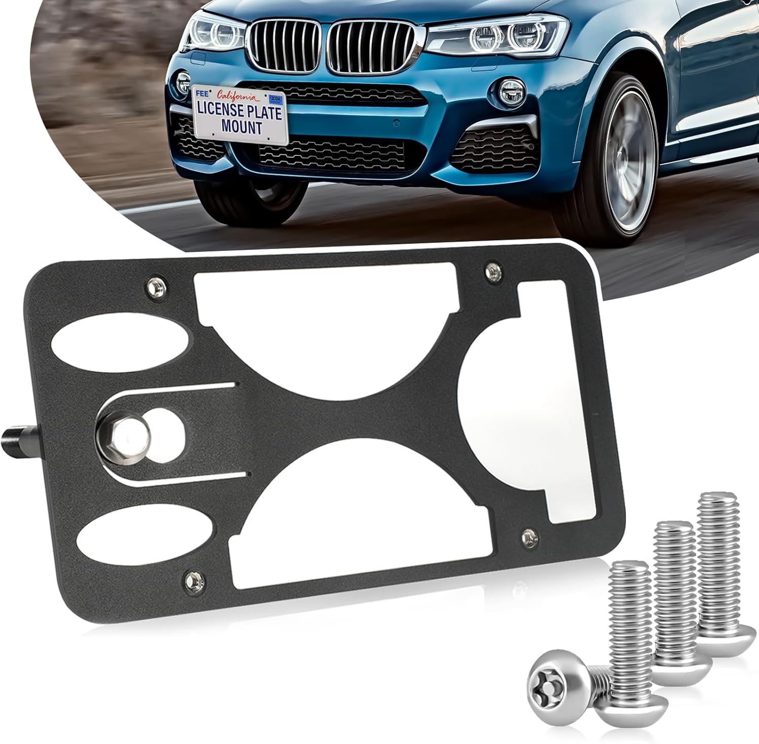Anti Theft Front License Plate Bracket Mount Compatible with BMW 2 Series (F22/F23) 2014-2021, No Drill Tow Hook License Plate Frame Holder,Installs in Seconds