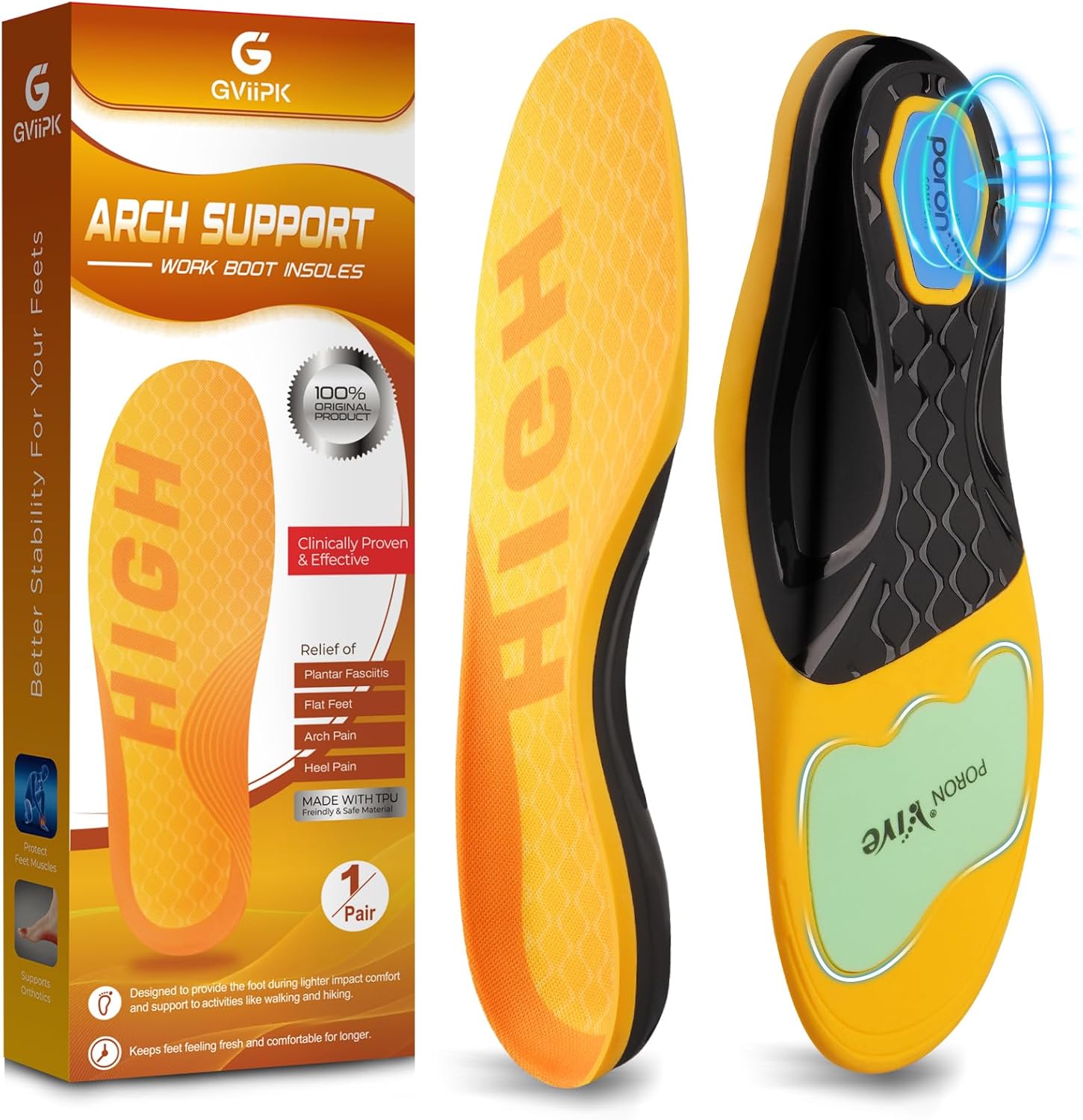 280+lbs Plantar Fasciitis High Arch Support Insole for Men Women,Heavy Duty Orthotics Inserts for Work Shoes & Boots,Plantar Fasciitis & Arch Support,Heavy Duty Support Pain Relief Orthotics 3.5 CM XL