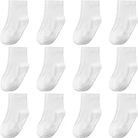 Vista 26 de Calcetines con Agarre Antideslizantes de Algodón para Bebés y Niños Pequeños, Niños y Niñas, Paquete de 12 Calcetines de Tobillo Lindos para Niños